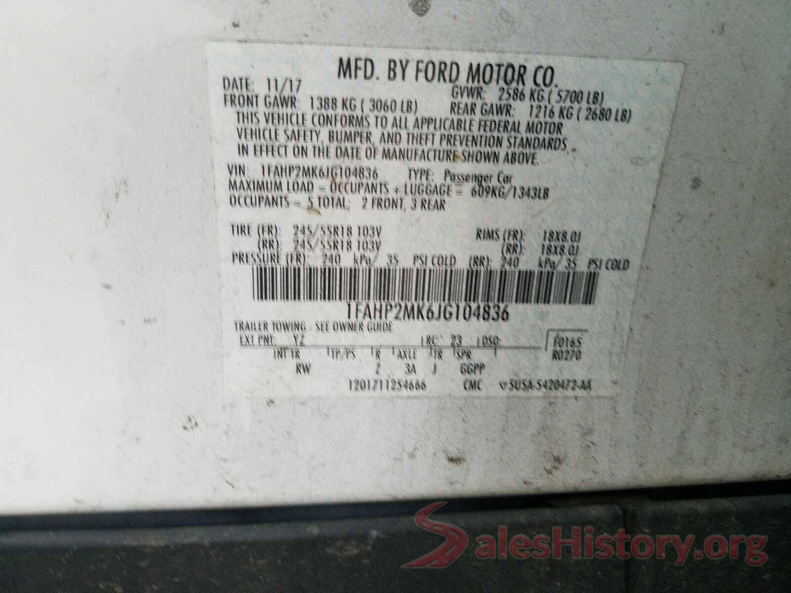 1FAHP2MK6JG104836 2018 FORD TAURUS