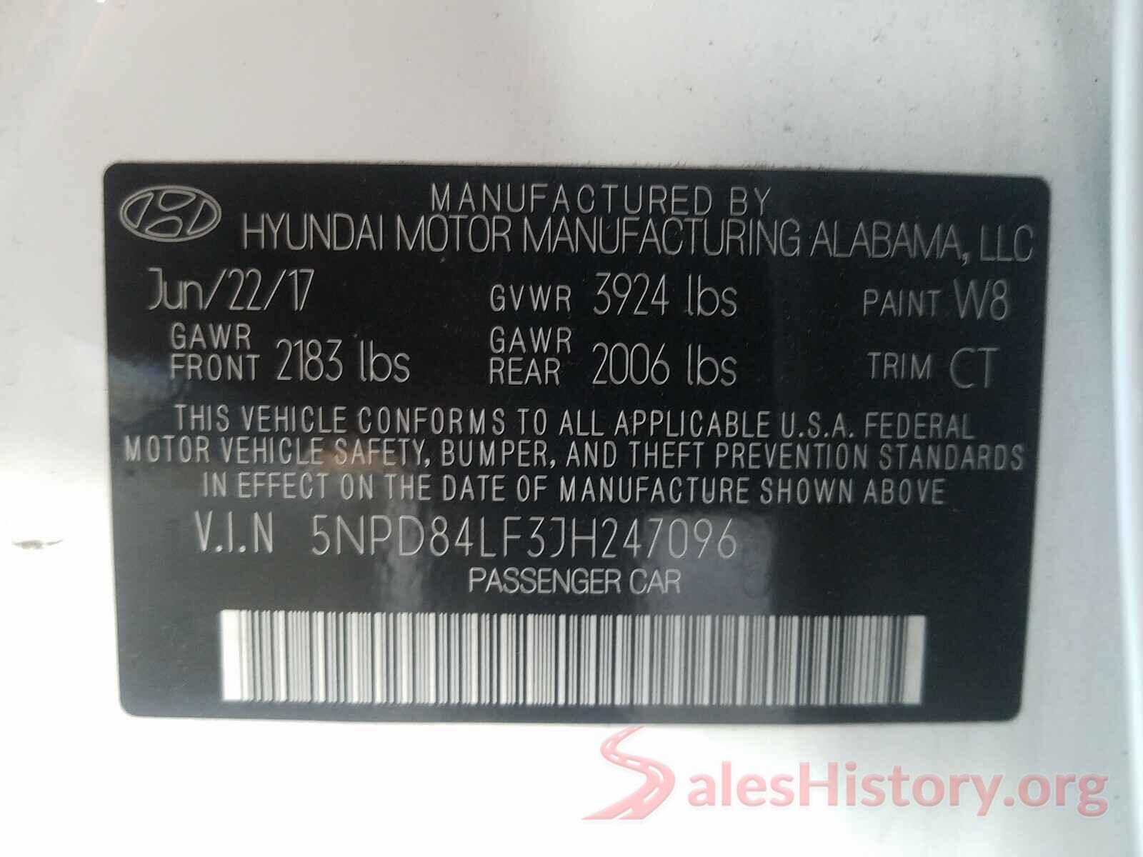 5NPD84LF3JH247096 2018 HYUNDAI ELANTRA