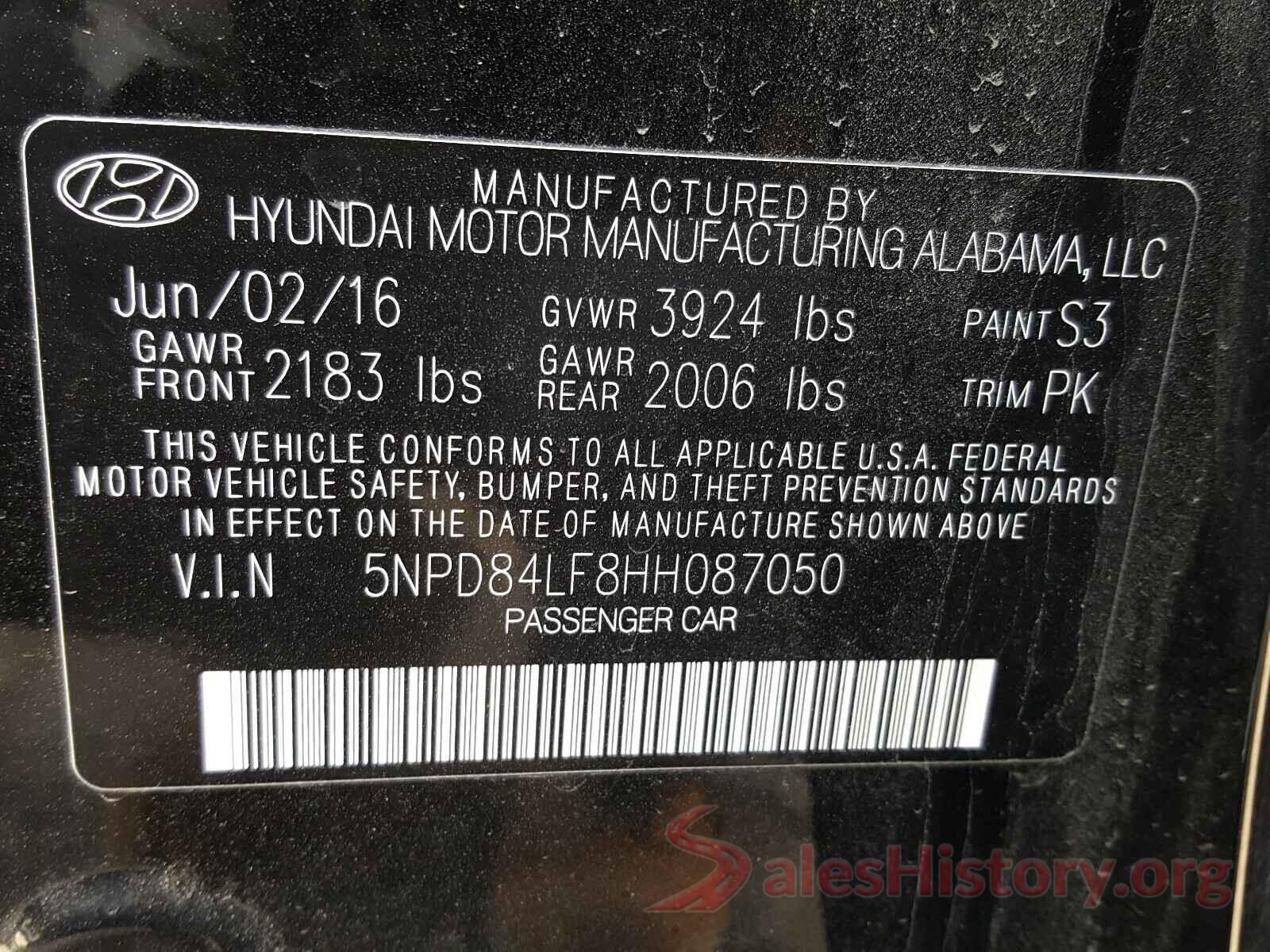 5NPD84LF8HH087050 2017 HYUNDAI ELANTRA