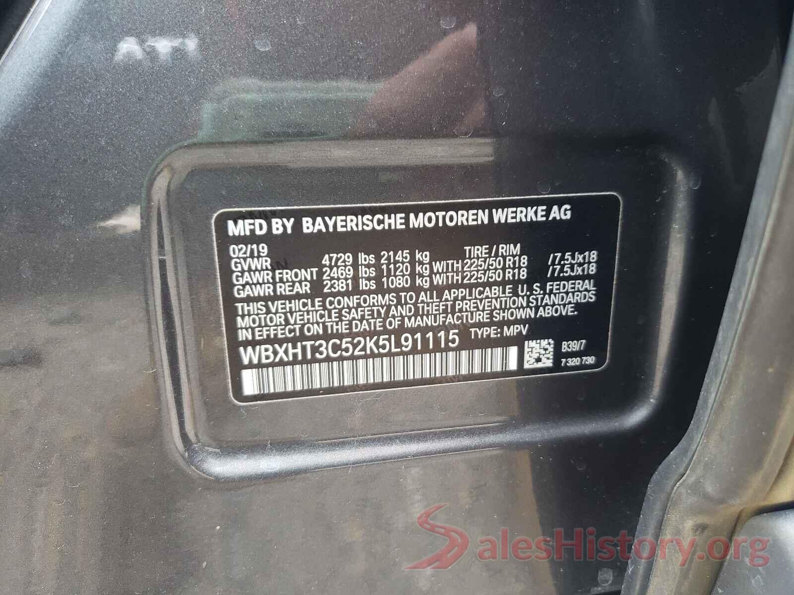 WBXHT3C52K5L91115 2019 BMW X1