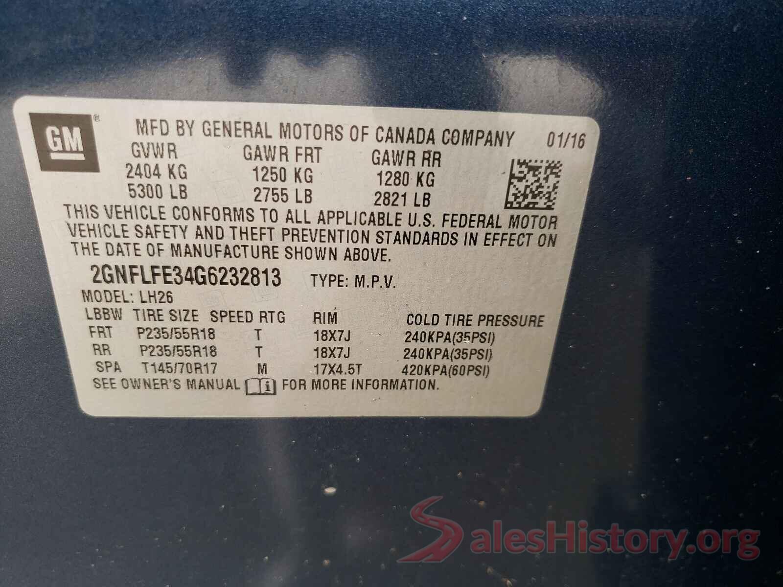 2GNFLFE34G6232813 2016 CHEVROLET EQUINOX