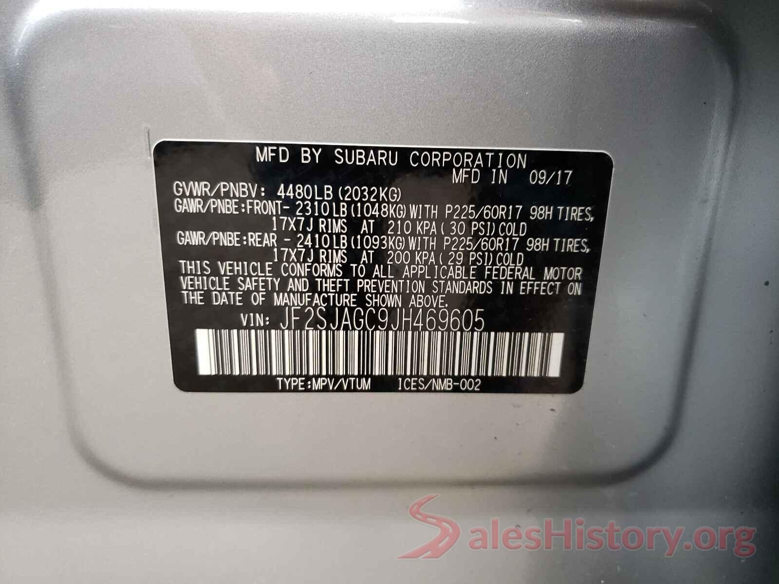 JF2SJAGC9JH469605 2018 SUBARU FORESTER