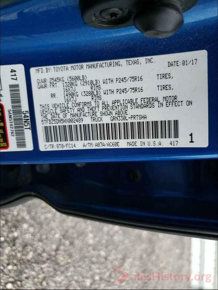 5TFBZ5DN5HX002489 2017 TOYOTA TACOMA