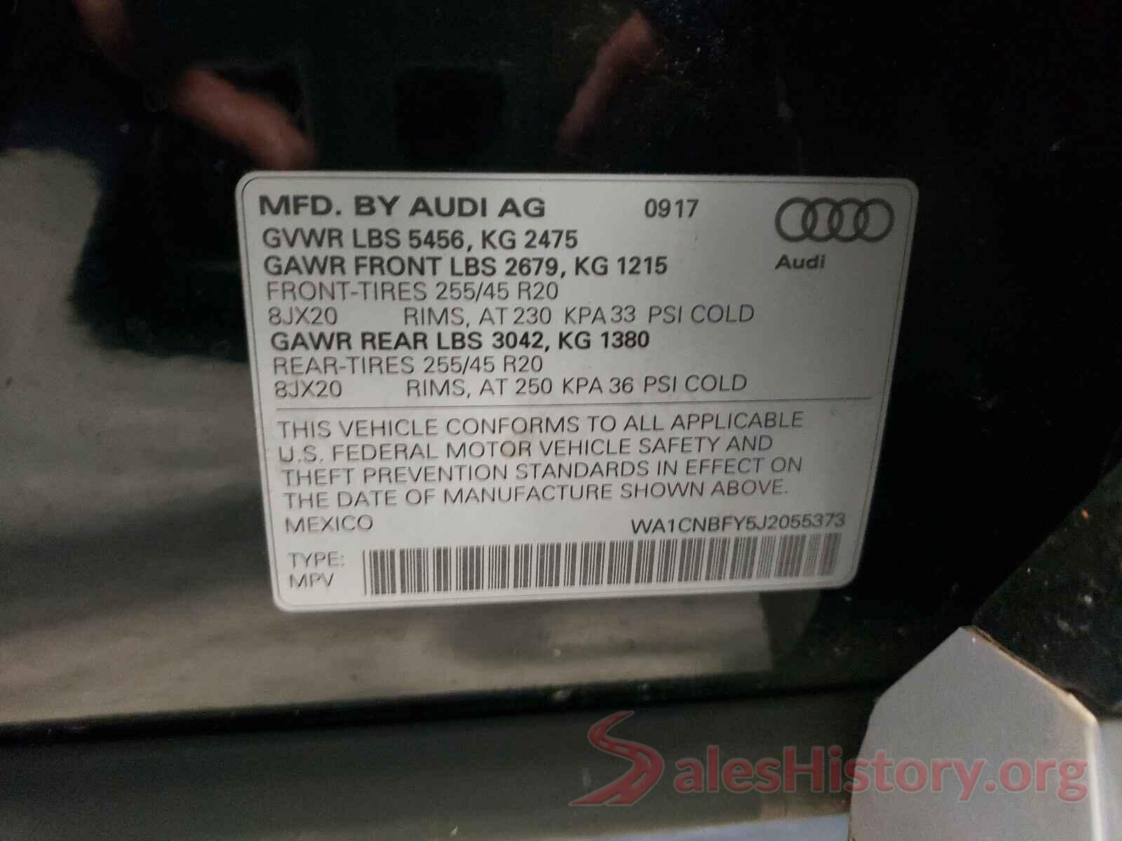 WA1CNBFY5J2055373 2018 AUDI Q5