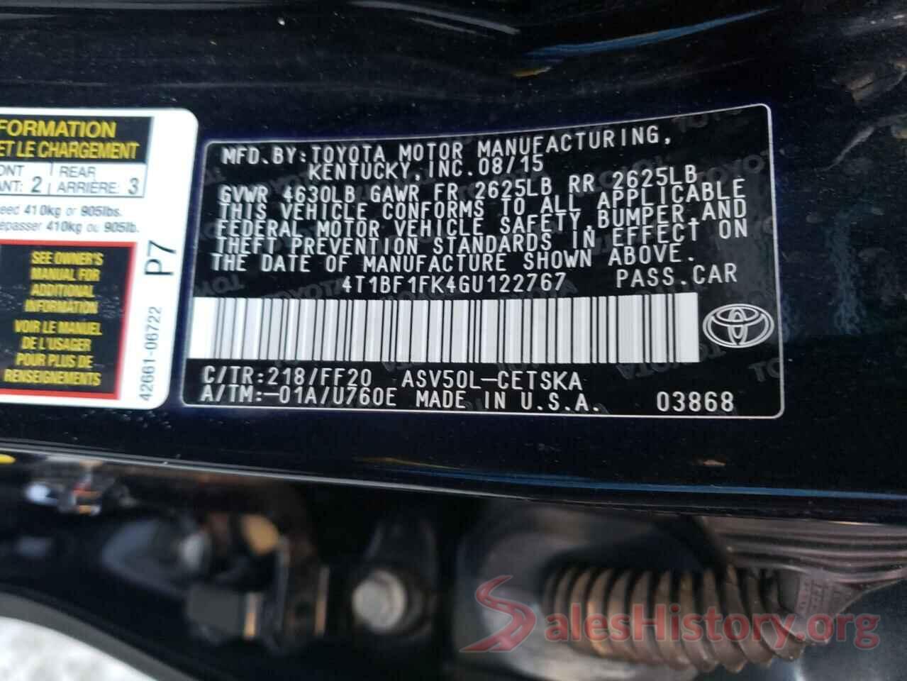 4T1BF1FK4GU122767 2016 TOYOTA CAMRY