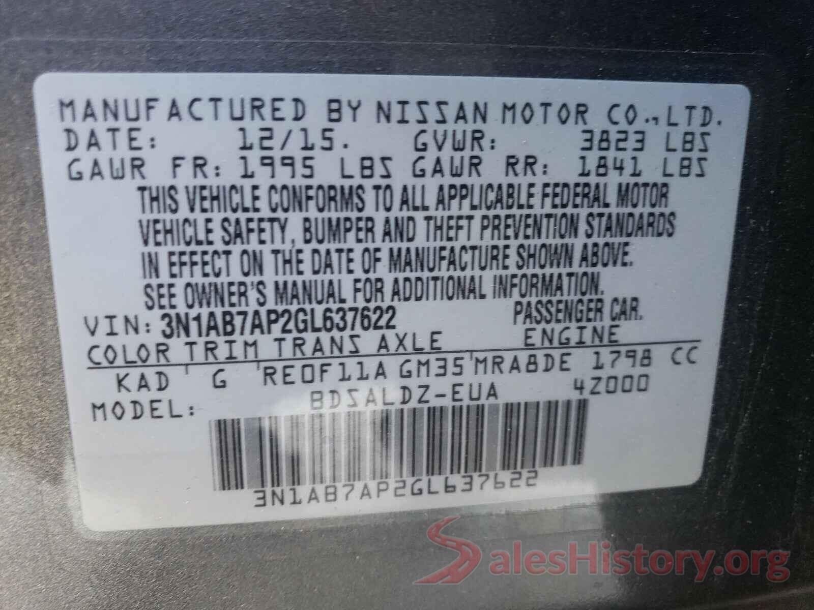 3N1AB7AP2GL637622 2016 NISSAN SENTRA