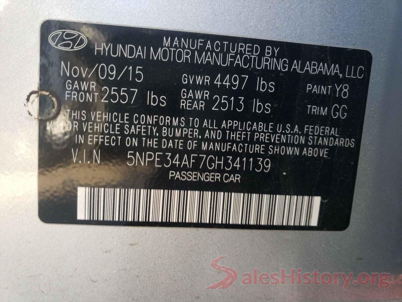 5NPE34AF7GH341139 2016 HYUNDAI SONATA