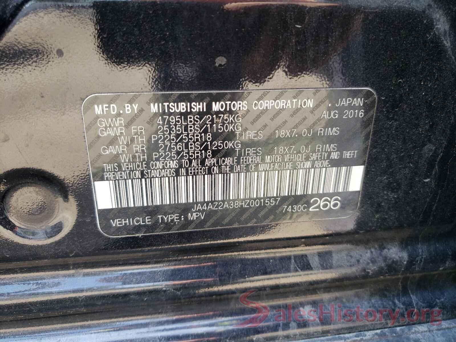 JA4AZ2A38HZ001557 2017 MITSUBISHI OUTLANDER