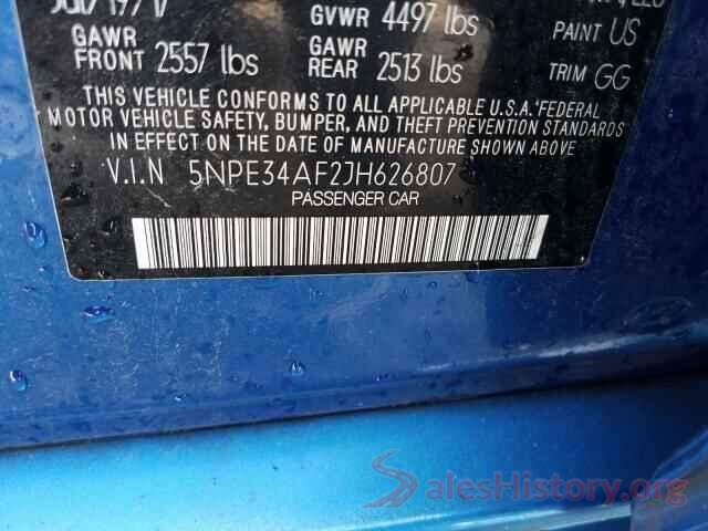 5NPE34AF2JH626807 2018 HYUNDAI SONATA