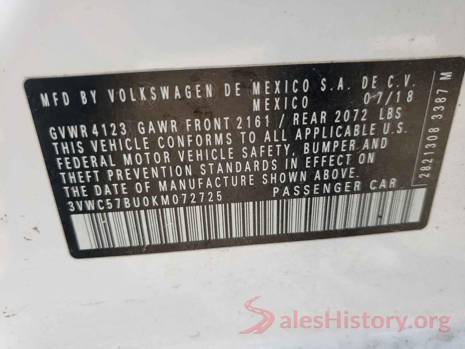 3VWC57BU0KM072725 2019 VOLKSWAGEN JETTA