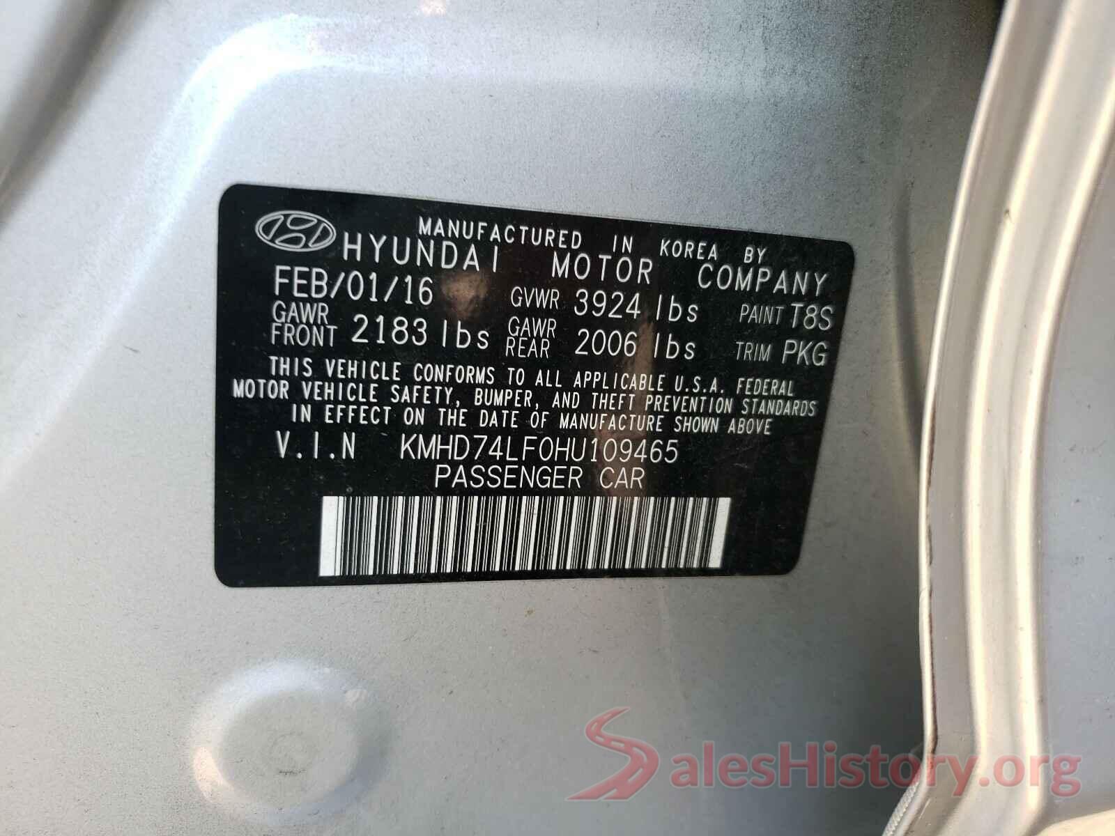 KMHD74LF0HU109465 2017 HYUNDAI ELANTRA