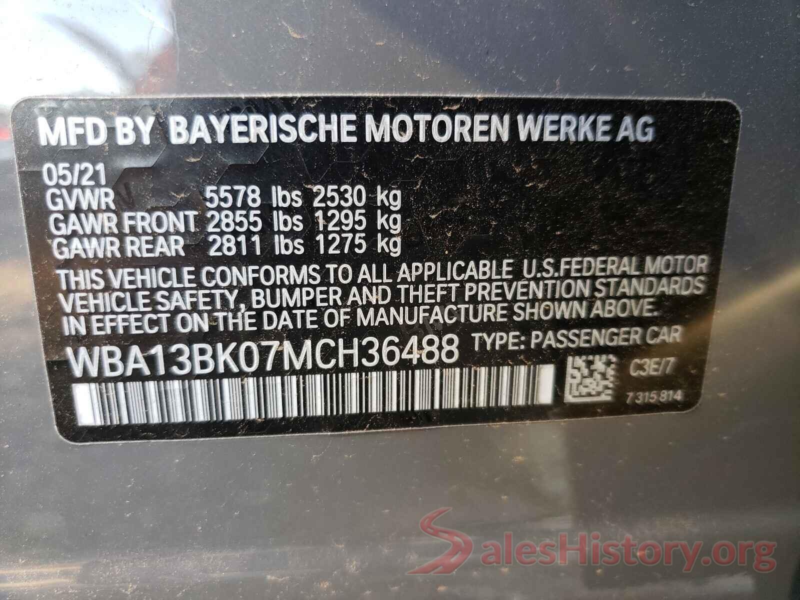 WBA13BK07MCH36488 2021 BMW M5