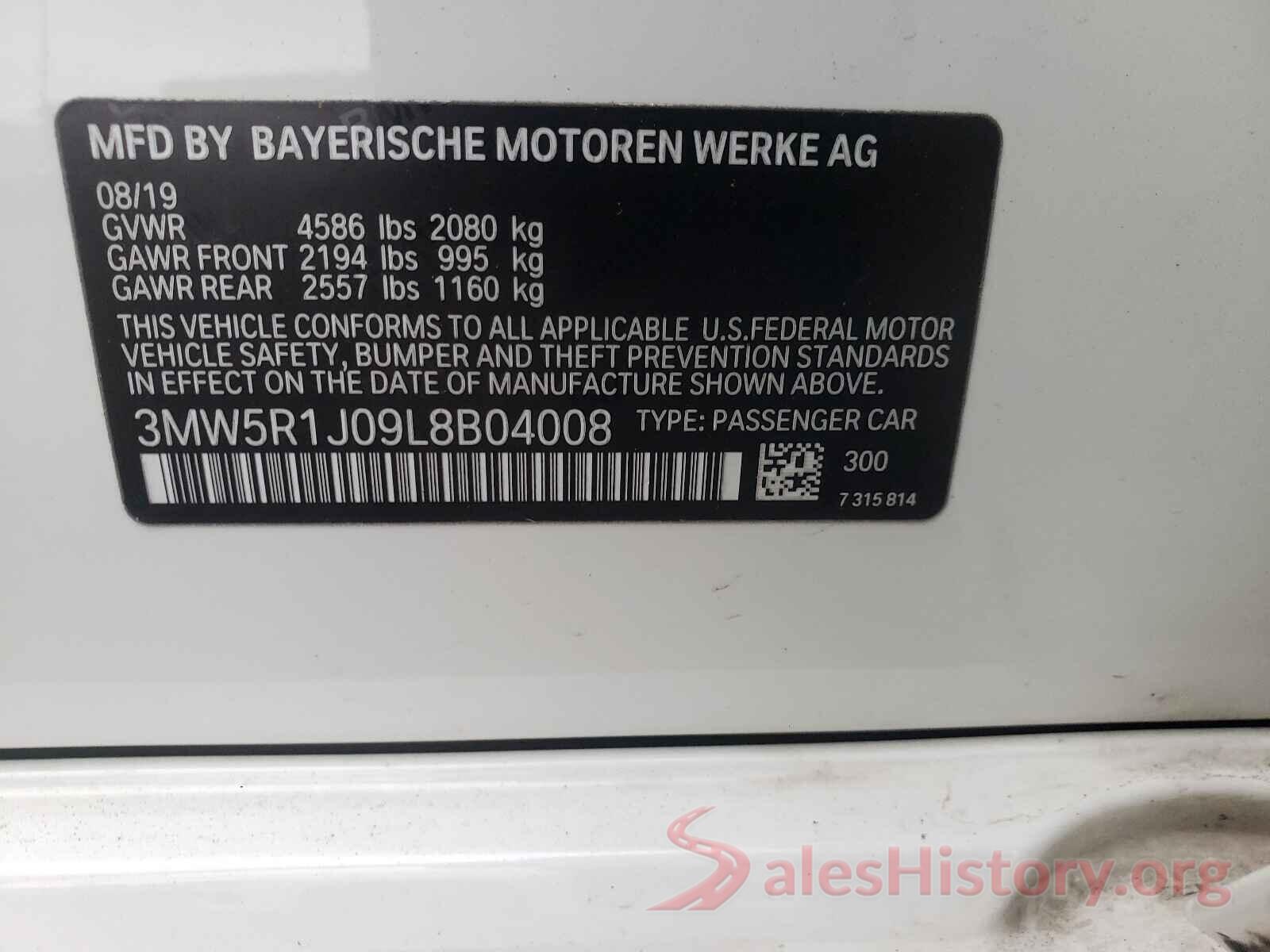 3MW5R1J09L8B04008 2020 BMW 3 SERIES