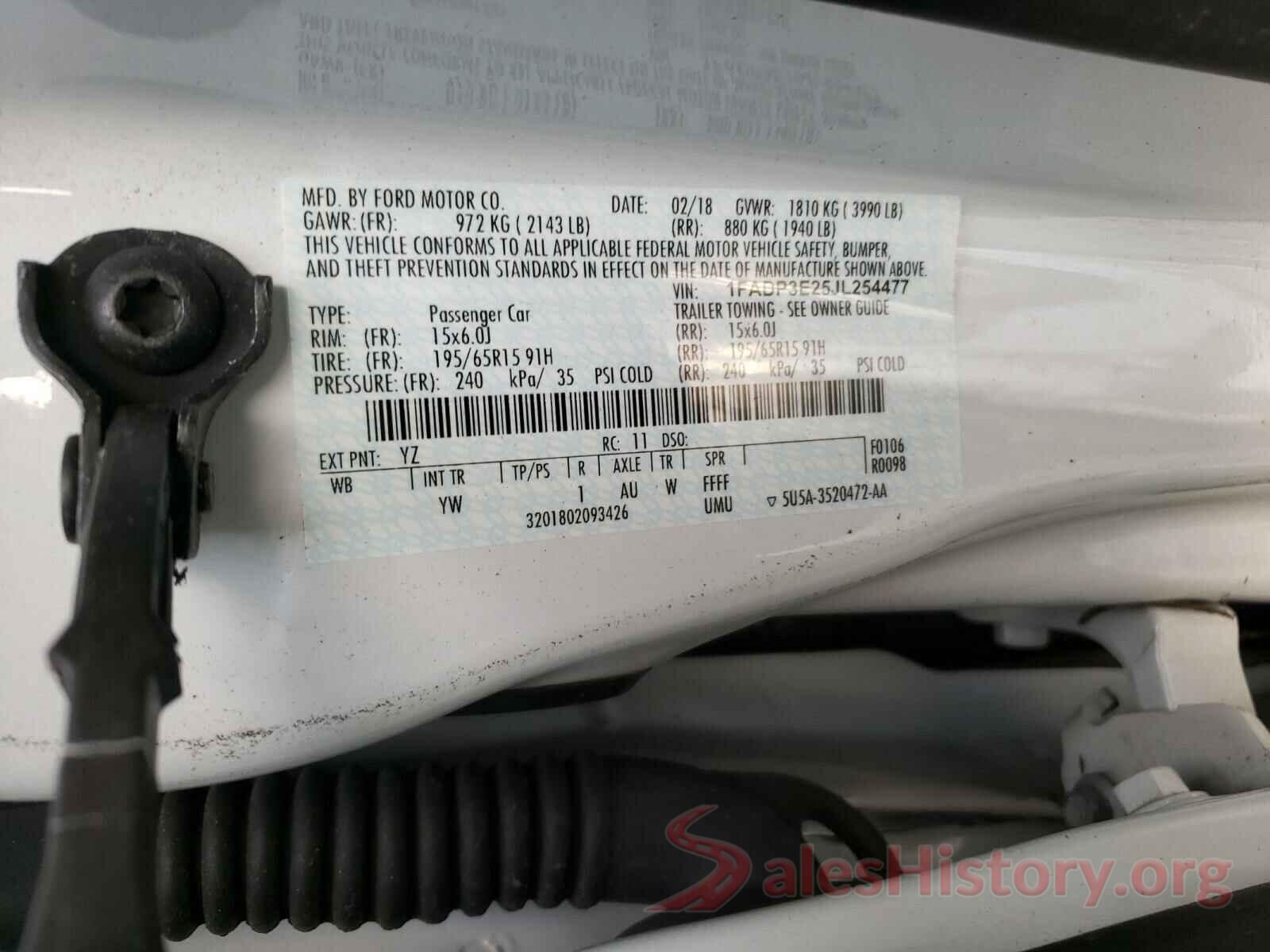 1FADP3E25JL254477 2018 FORD FOCUS