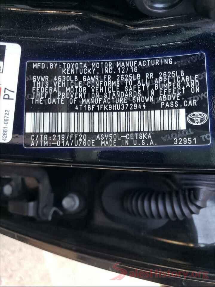 4T1BF1FK9HU372944 2017 TOYOTA CAMRY