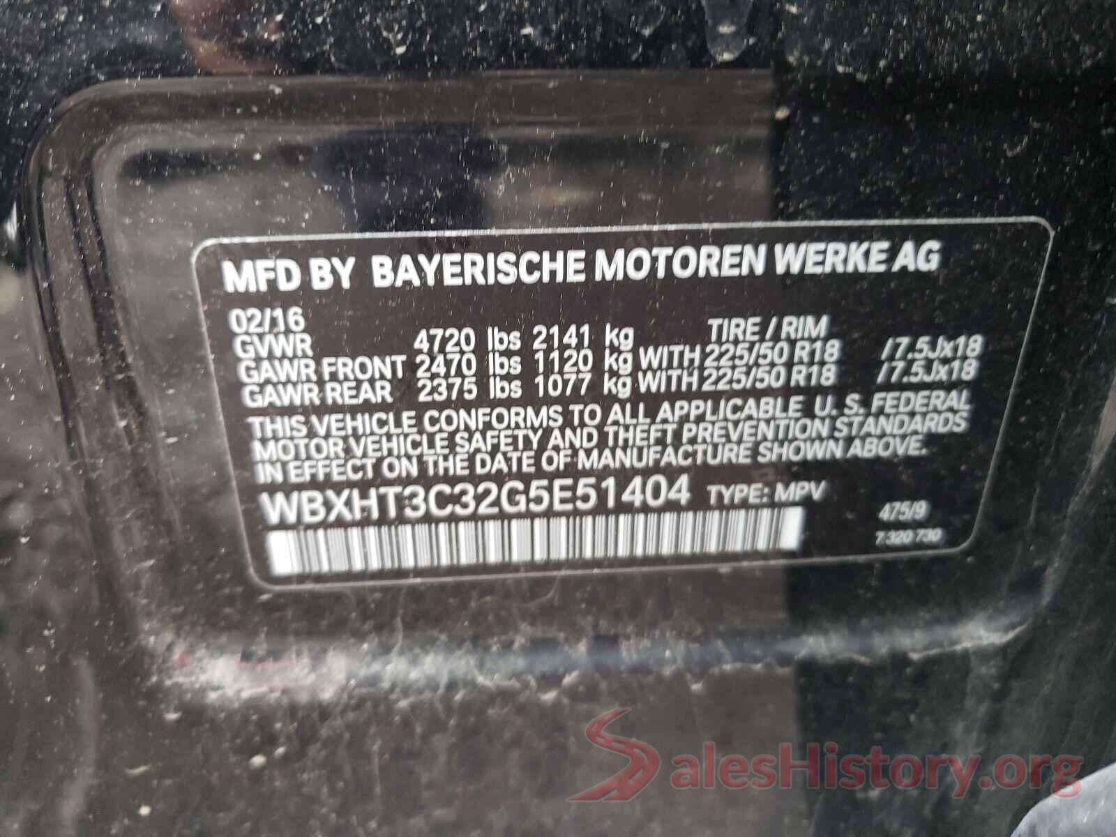 WBXHT3C32G5E51404 2016 BMW X1