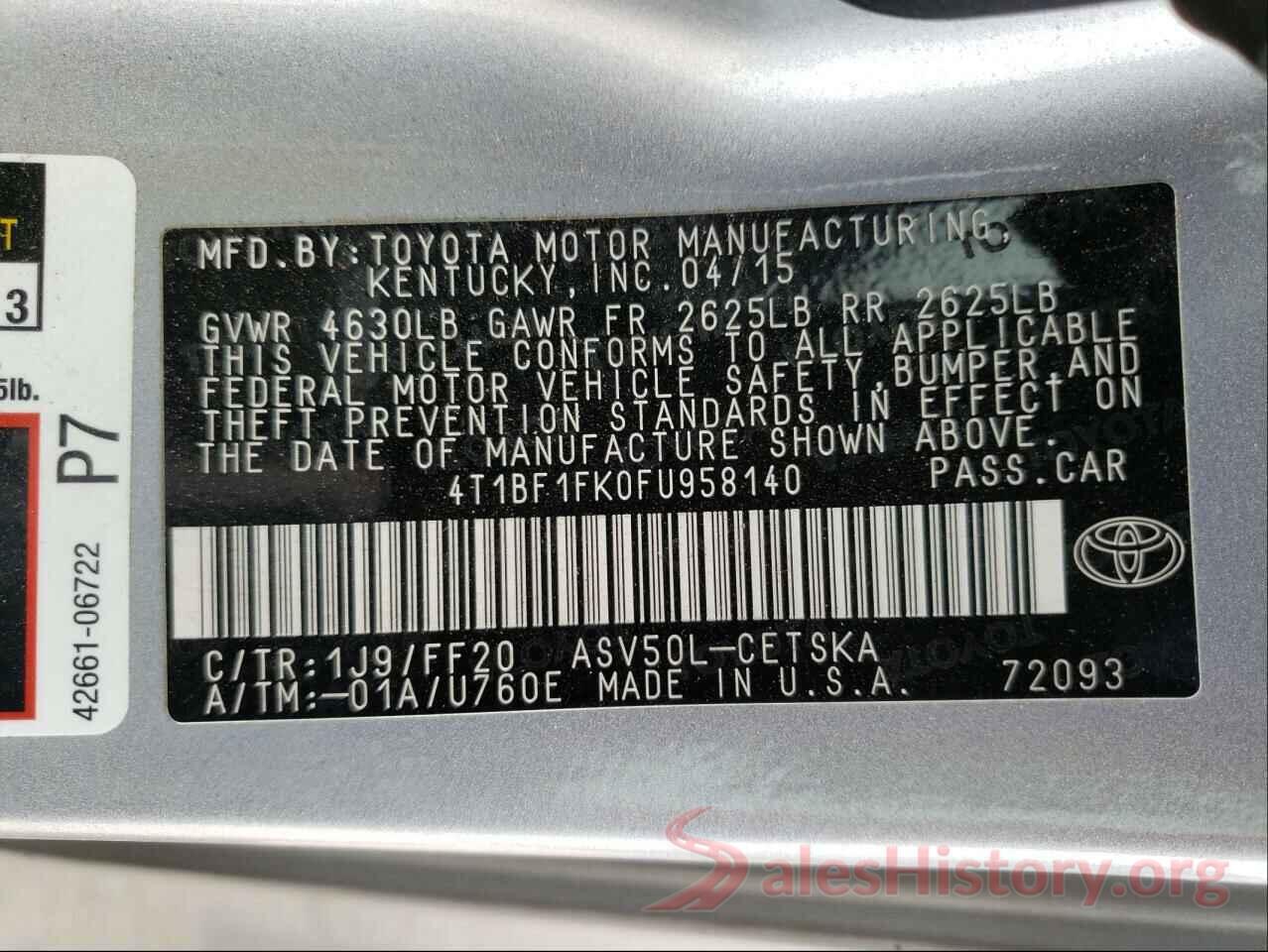 4T1BF1FK0FU958140 2015 TOYOTA CAMRY