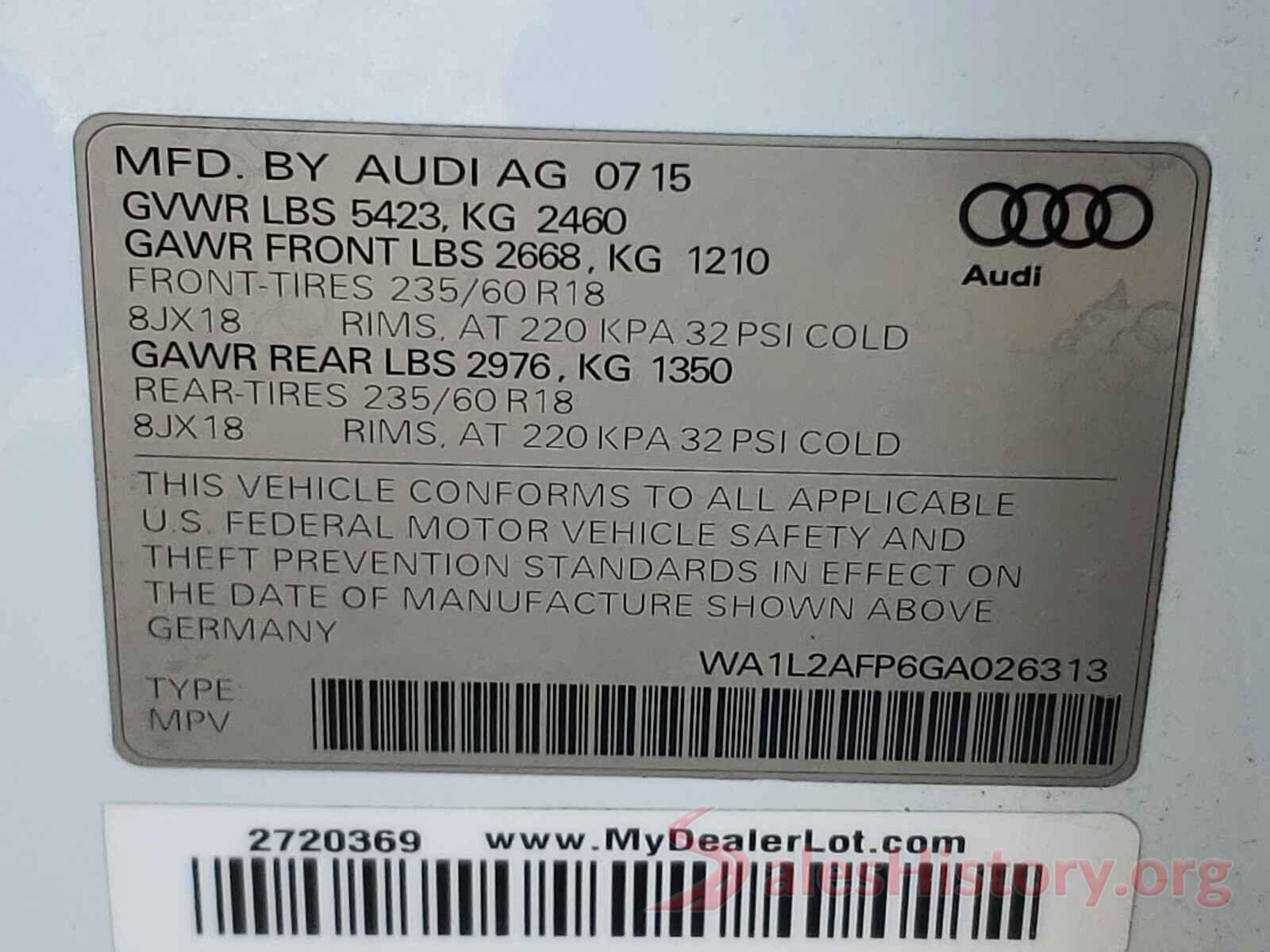 WA1L2AFP6GA026313 2016 AUDI Q5