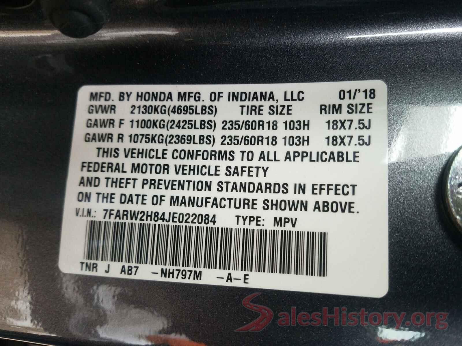 7FARW2H84JE022084 2018 HONDA CRV