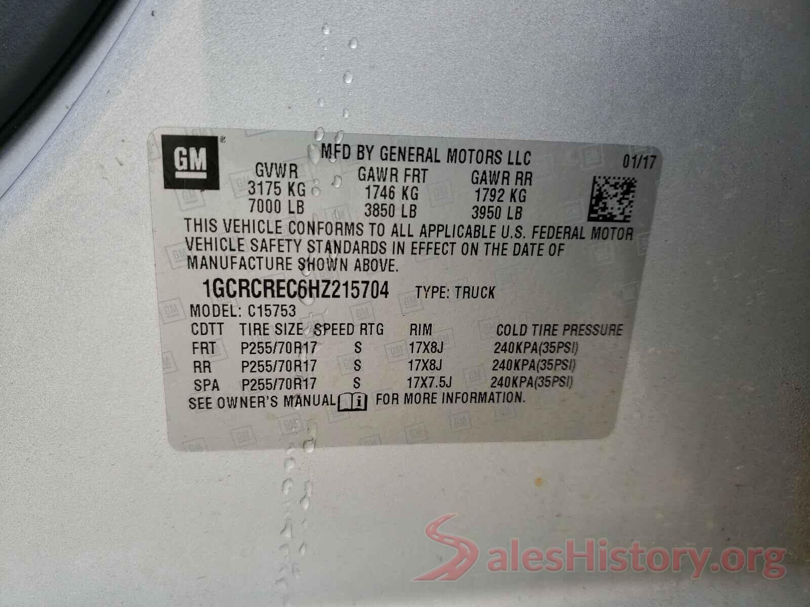 1GCRCREC6HZ215704 2017 CHEVROLET SILVERADO