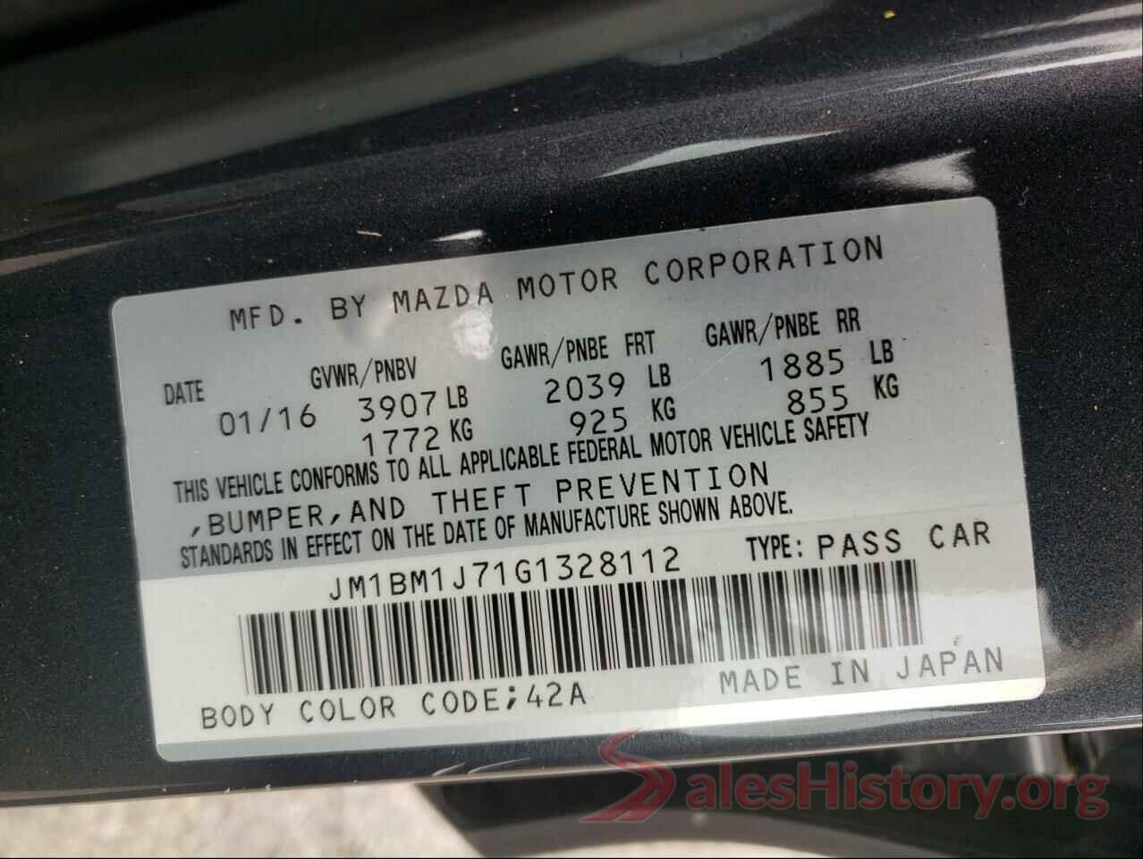 JM1BM1J71G1328112 2016 MAZDA 3