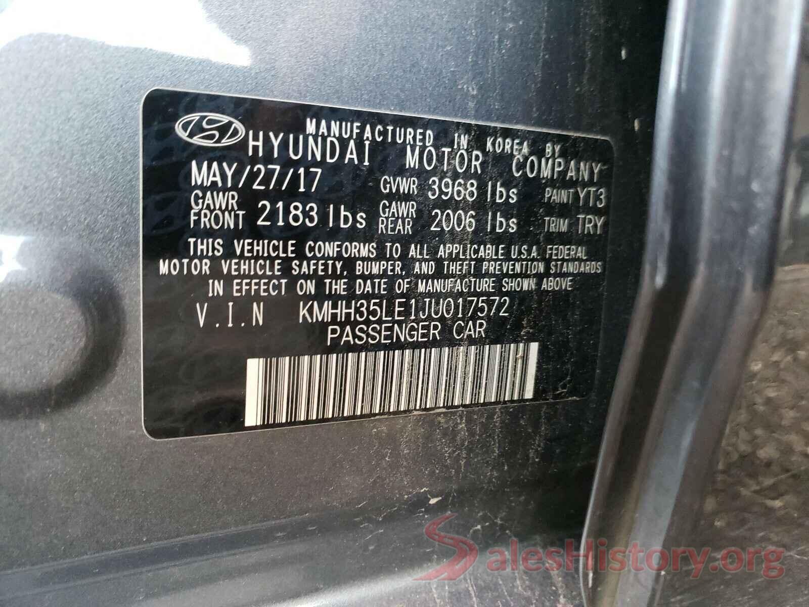 KMHH35LE1JU017572 2018 HYUNDAI ELANTRA