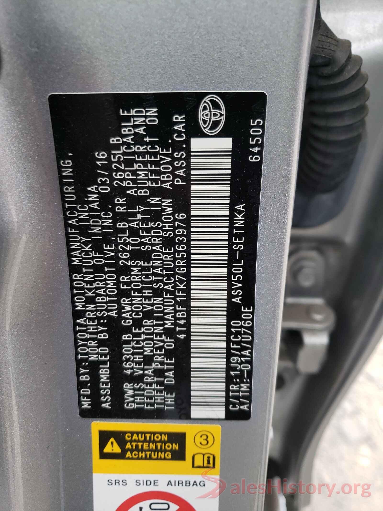 4T4BF1FK7GR563976 2016 TOYOTA CAMRY