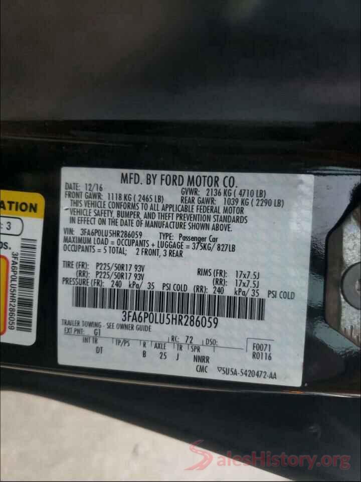 3FA6P0LU5HR286059 2017 FORD FUSION