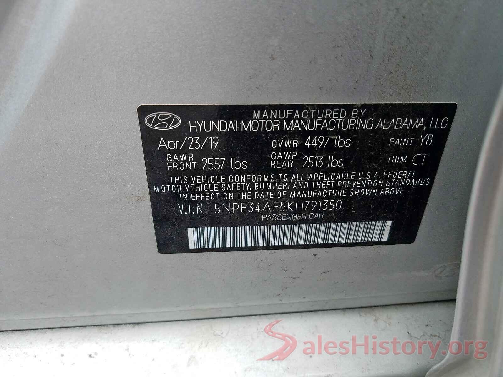 5NPE34AF5KH791350 2019 HYUNDAI SONATA