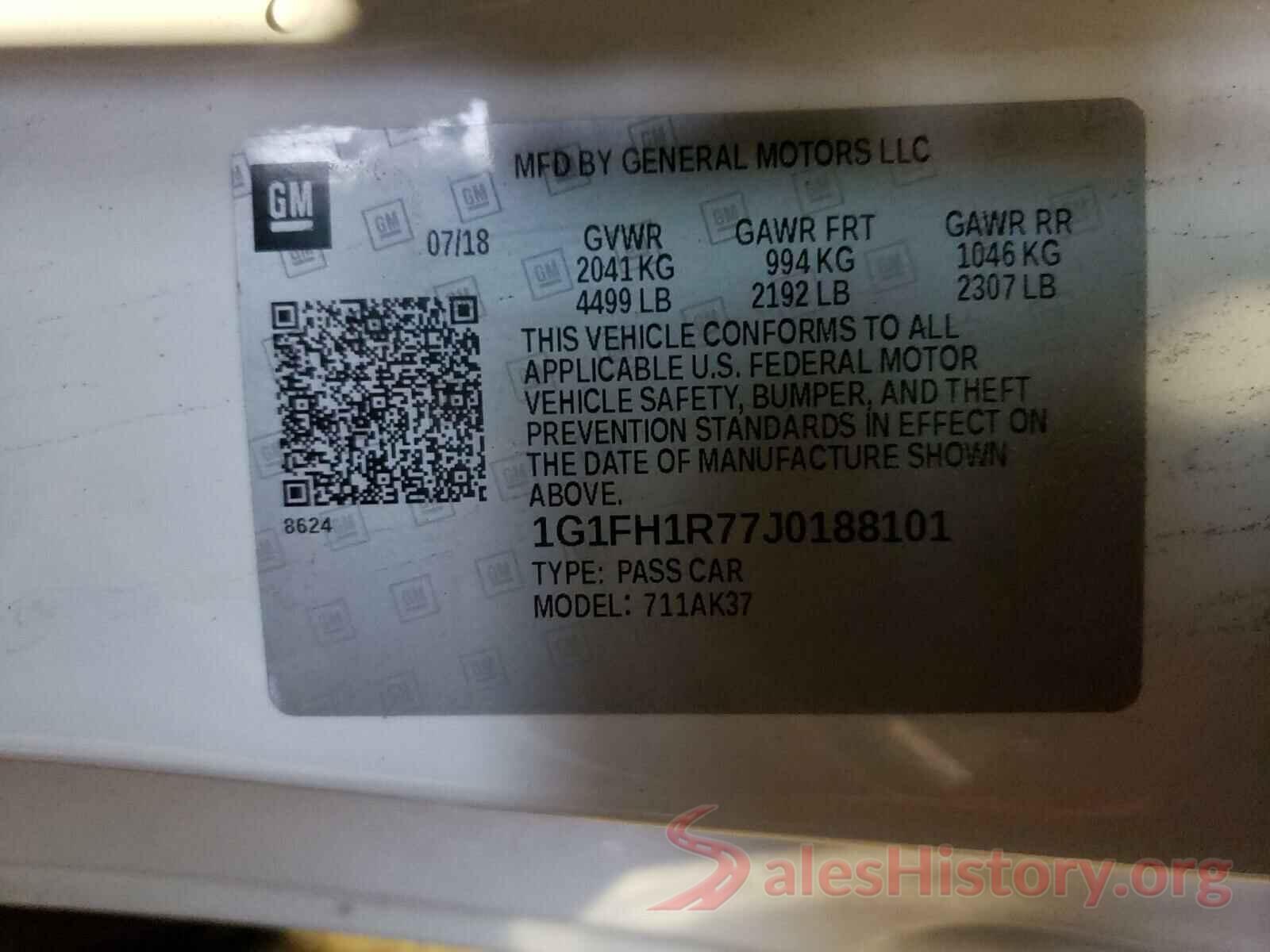 1G1FH1R77J0188101 2018 CHEVROLET CAMARO