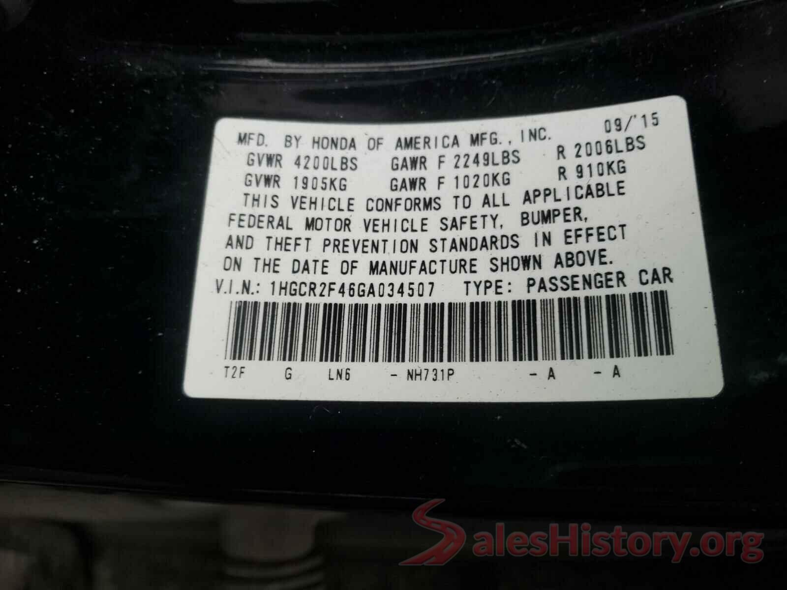 1HGCR2F46GA034507 2016 HONDA ACCORD