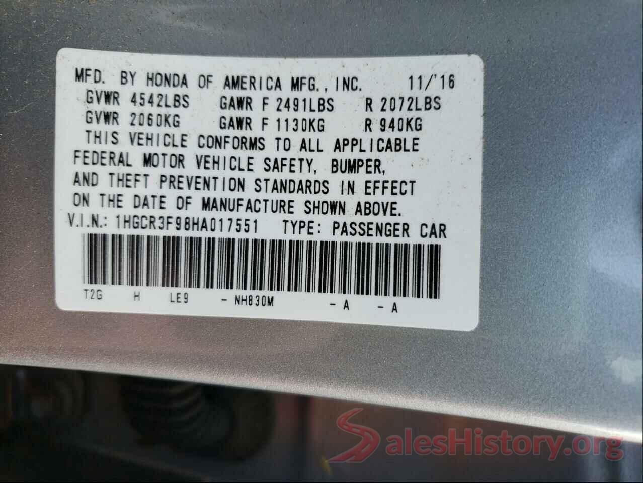 1HGCR3F98HA017551 2017 HONDA ACCORD