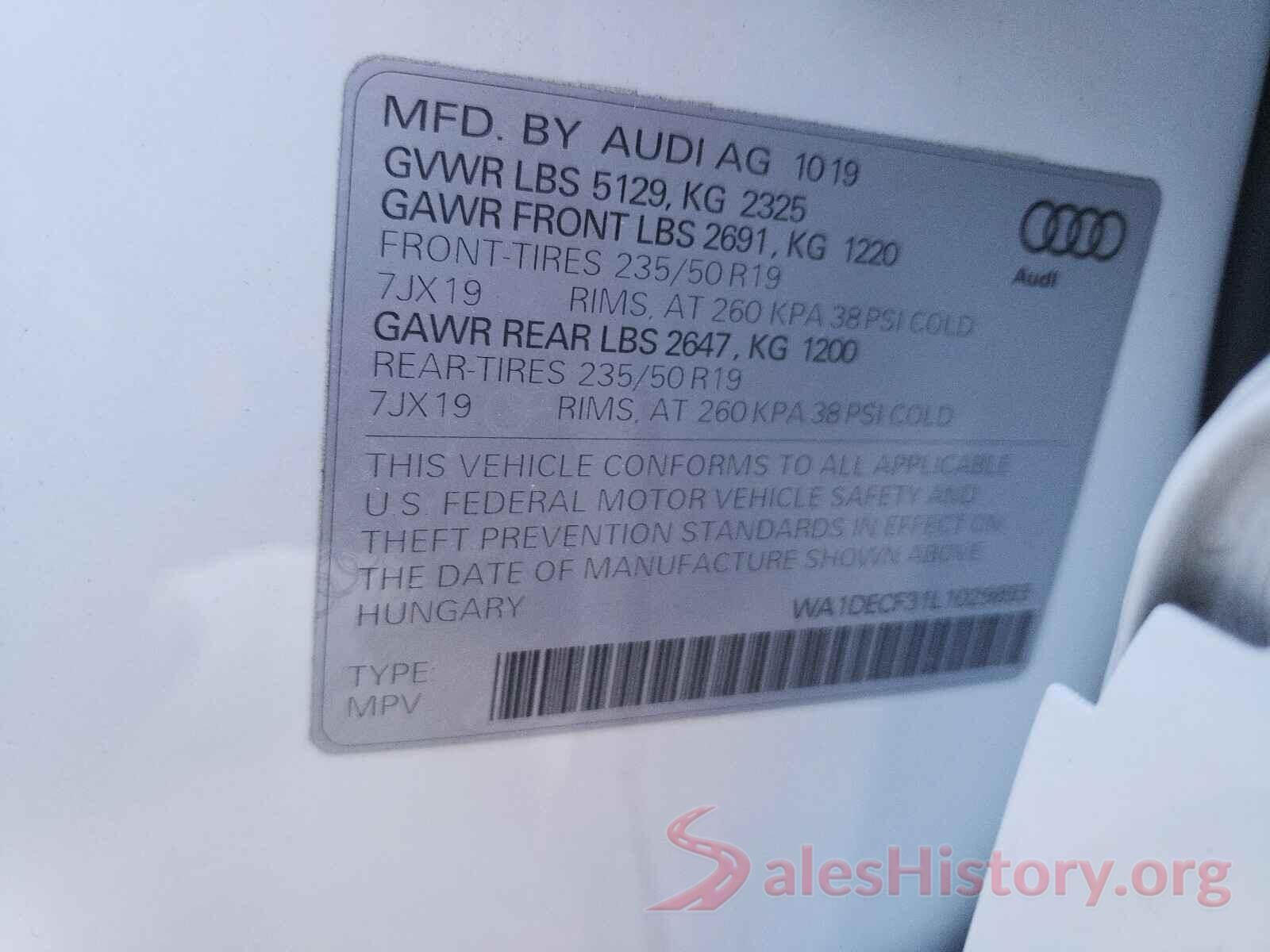 WA1DECF31L1029893 2020 AUDI Q3