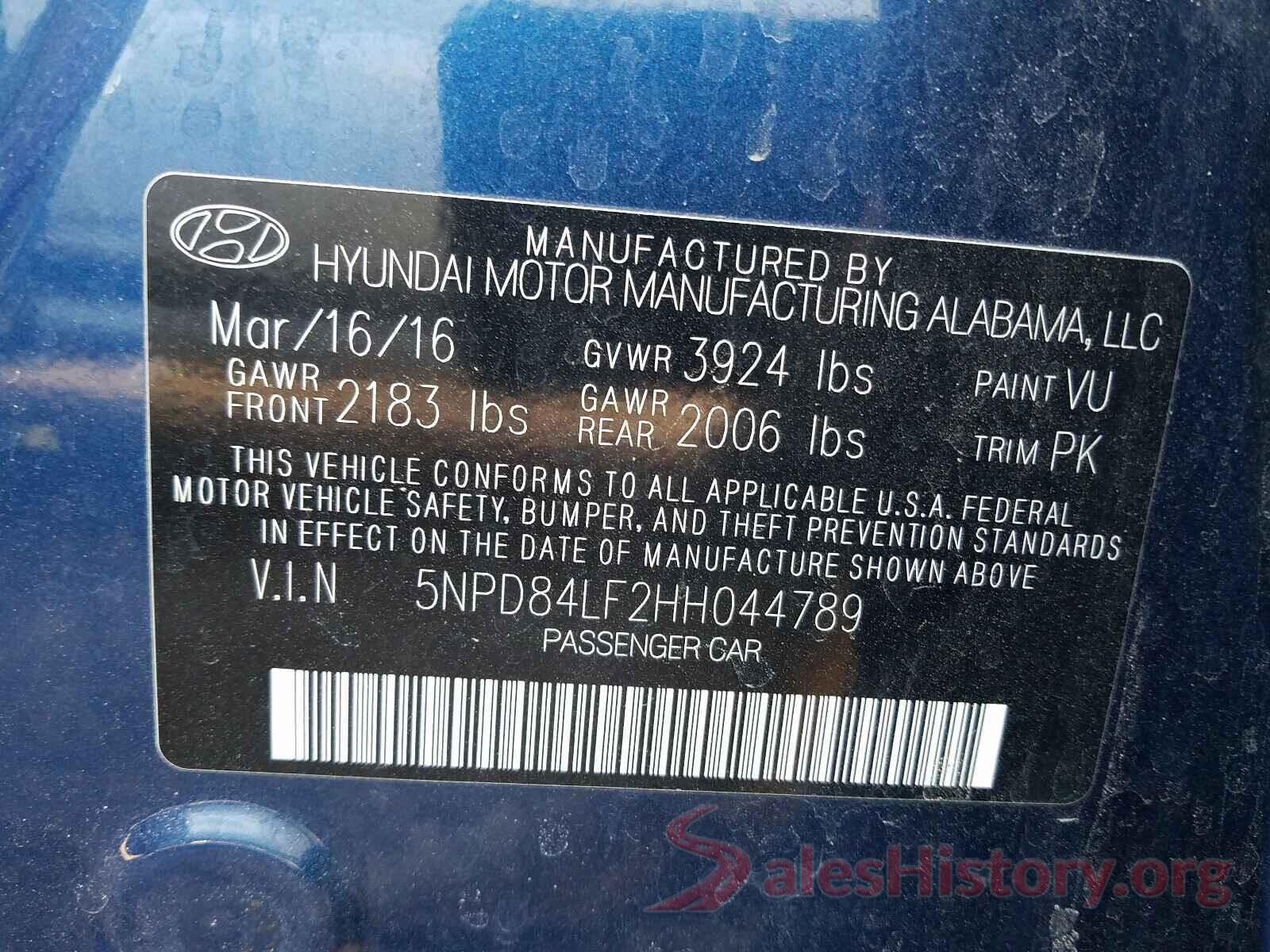 5NPD84LF2HH044789 2017 HYUNDAI ELANTRA