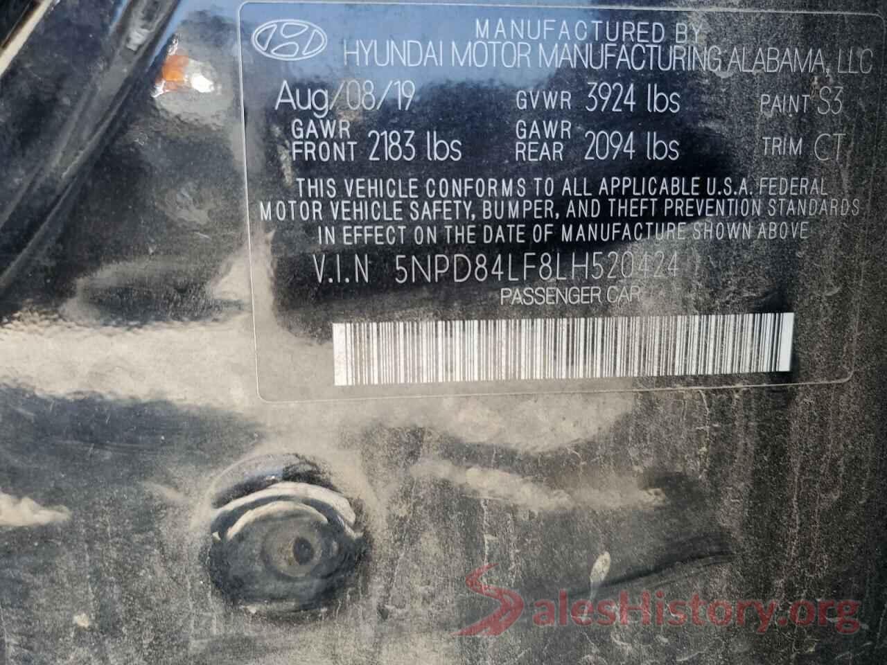 5NPD84LF8LH520424 2020 HYUNDAI ELANTRA