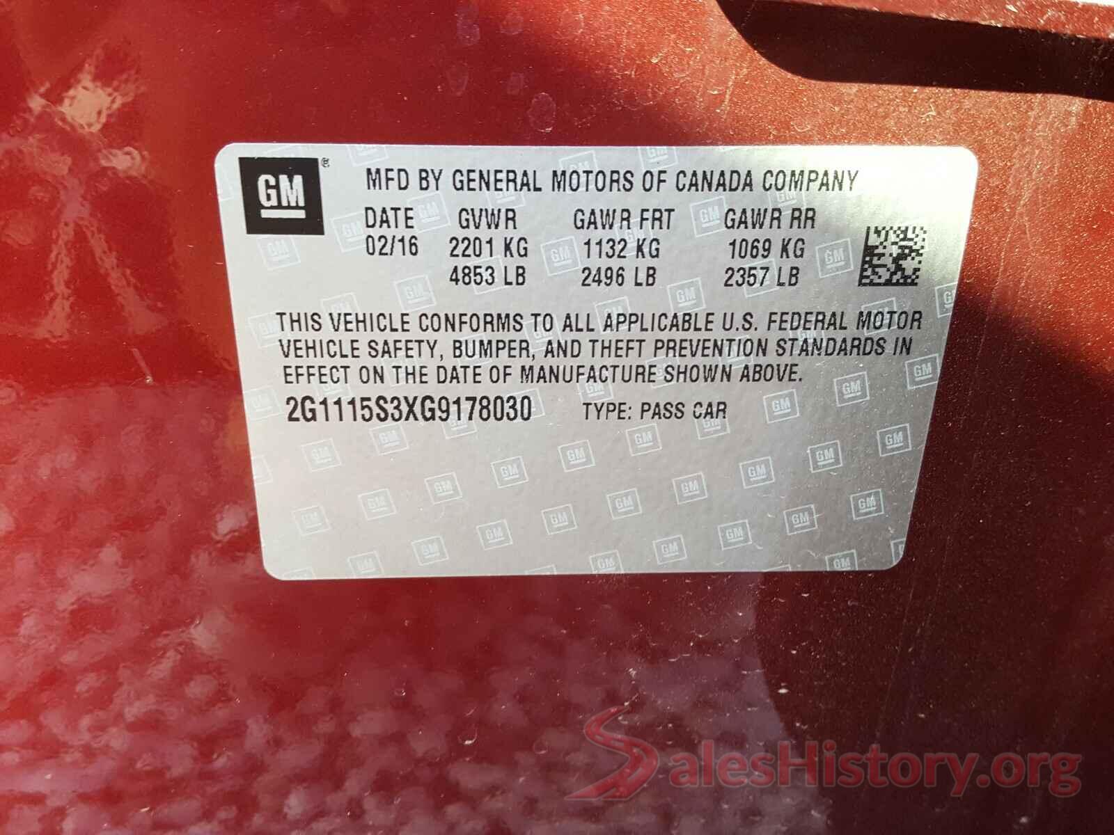 2G1115S3XG9178030 2016 CHEVROLET IMPALA