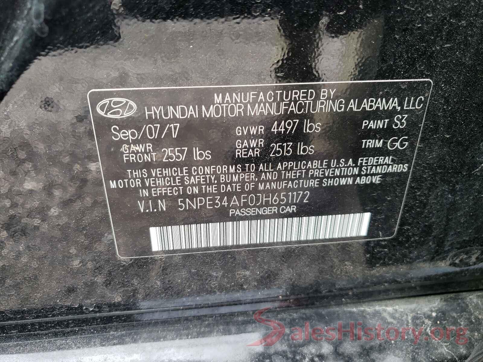 5NPE34AF0JH651172 2018 HYUNDAI SONATA