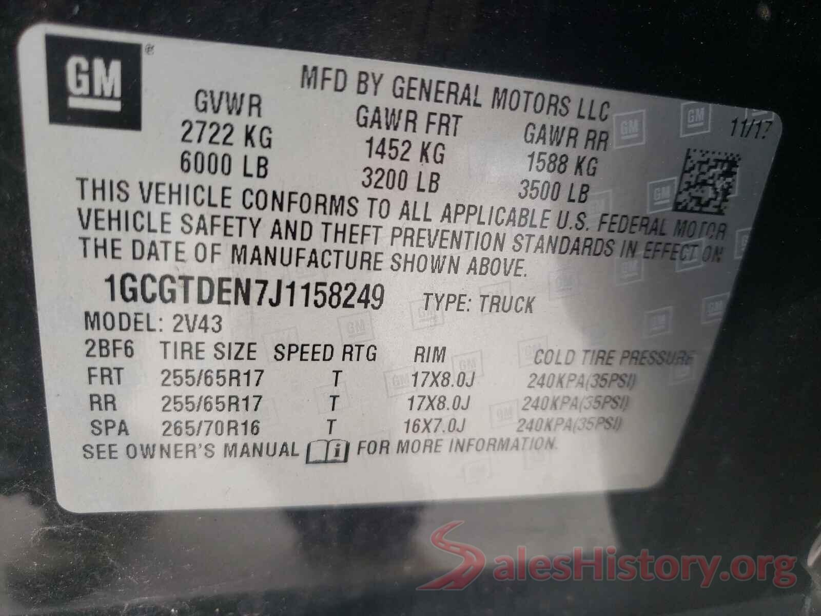 1GCGTDEN7J1158249 2018 CHEVROLET COLORADO