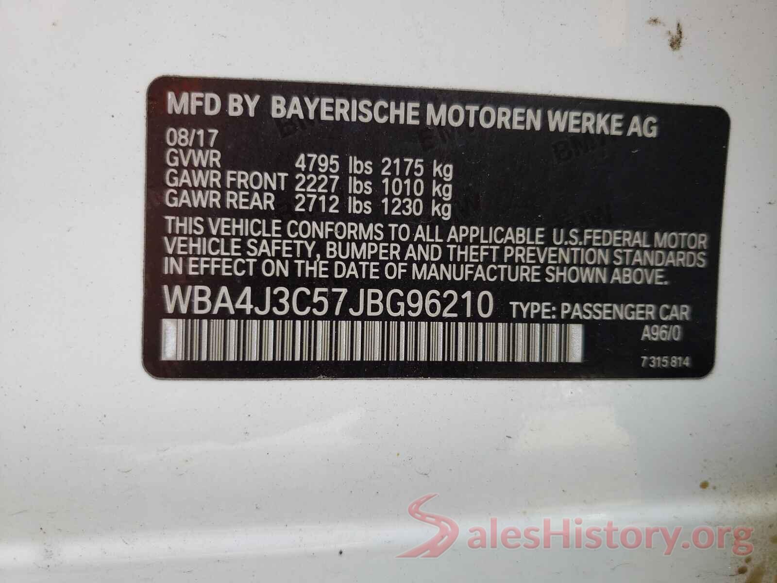 WBA4J3C57JBG96210 2018 BMW 4 SERIES