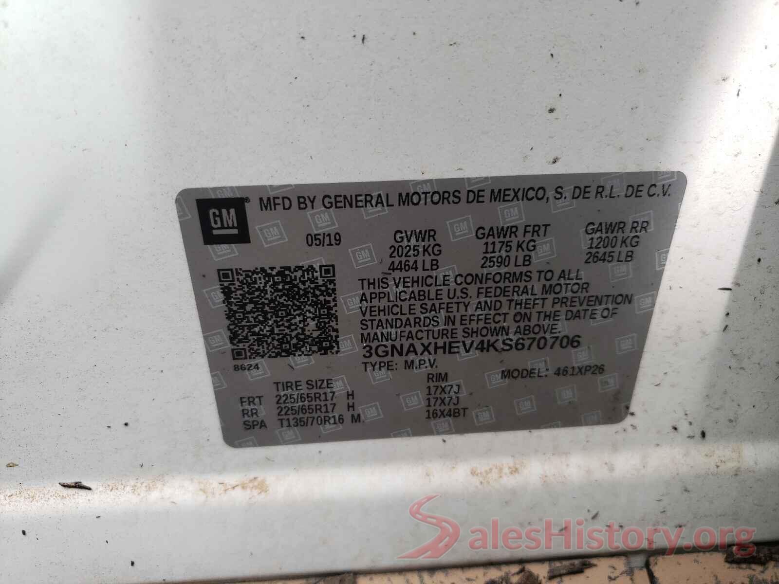 3GNAXHEV4KS670706 2019 CHEVROLET EQUINOX