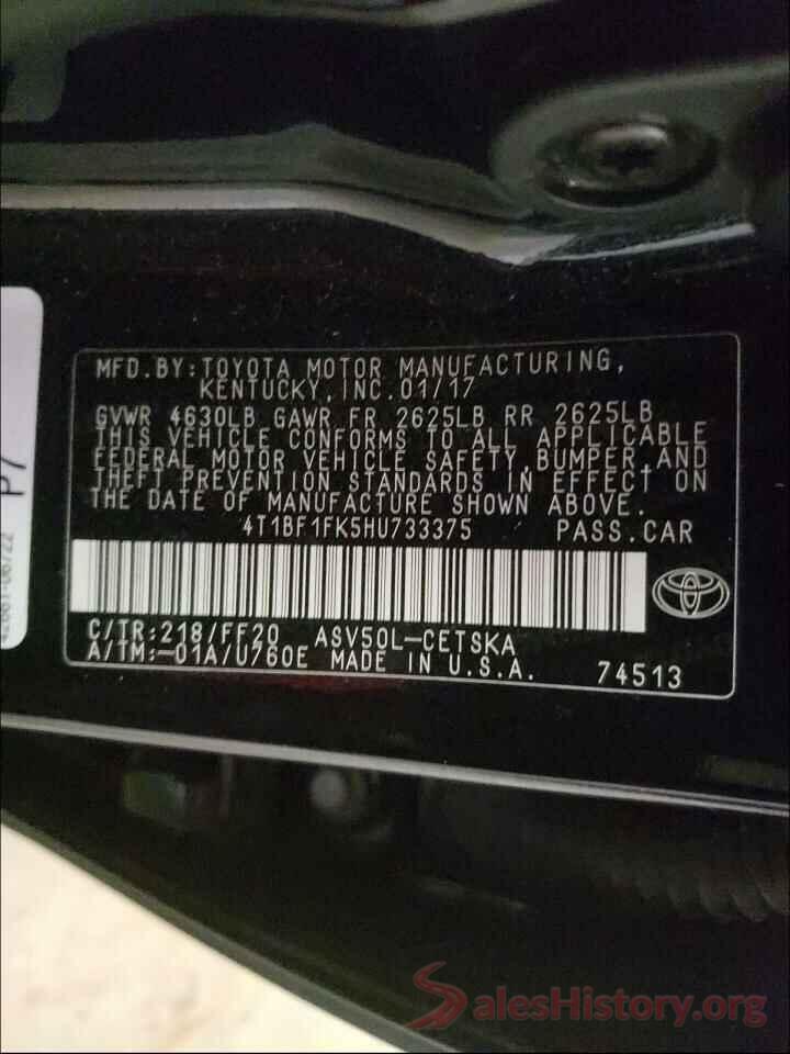 4T1BF1FK5HU733375 2017 TOYOTA CAMRY