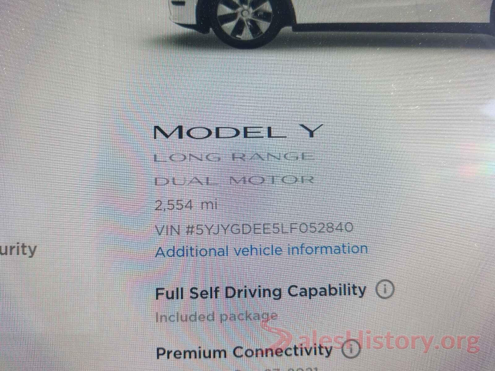 5YJYGDEE5LF052840 2020 TESLA MODEL Y