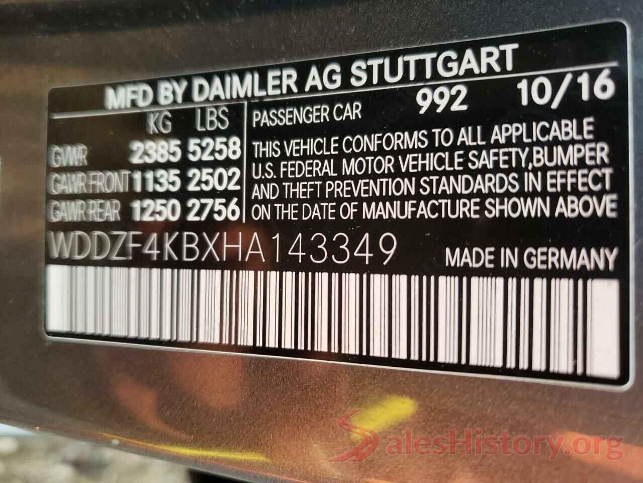 WDDZF4KBXHA143349 2017 MERCEDES-BENZ E-CLASS