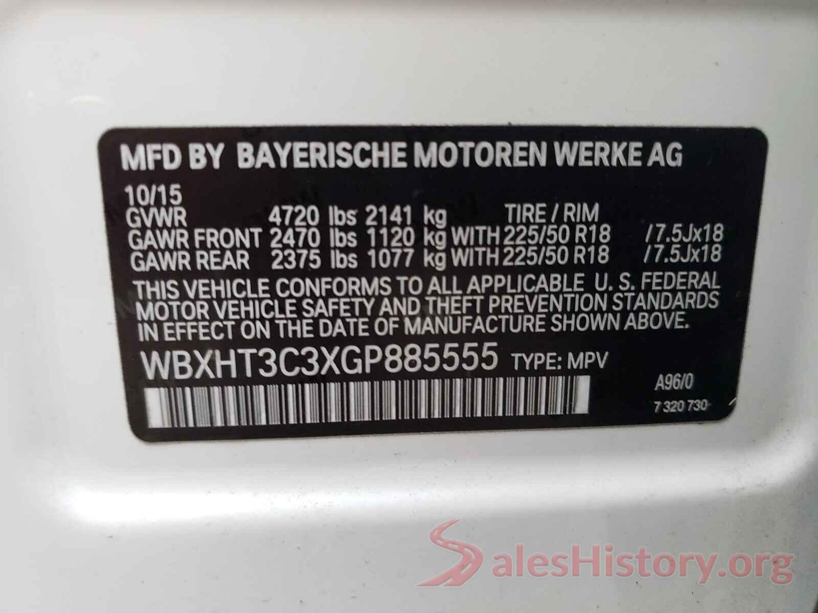 WBXHT3C3XGP885555 2016 BMW X1