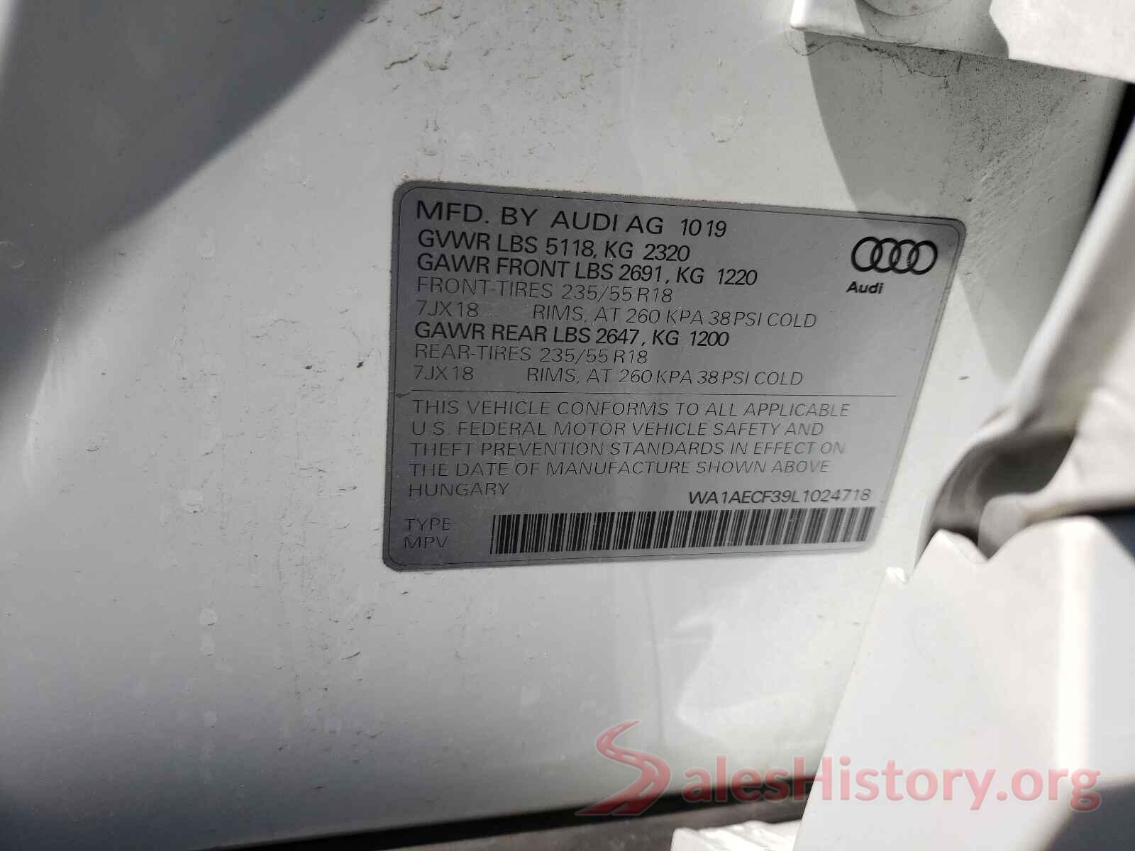 WA1AECF39L1024718 2020 AUDI Q3