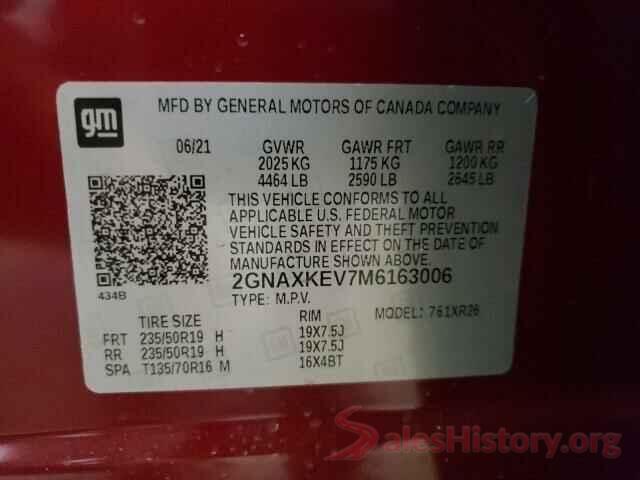 2GNAXKEV7M6163006 2021 CHEVROLET EQUINOX