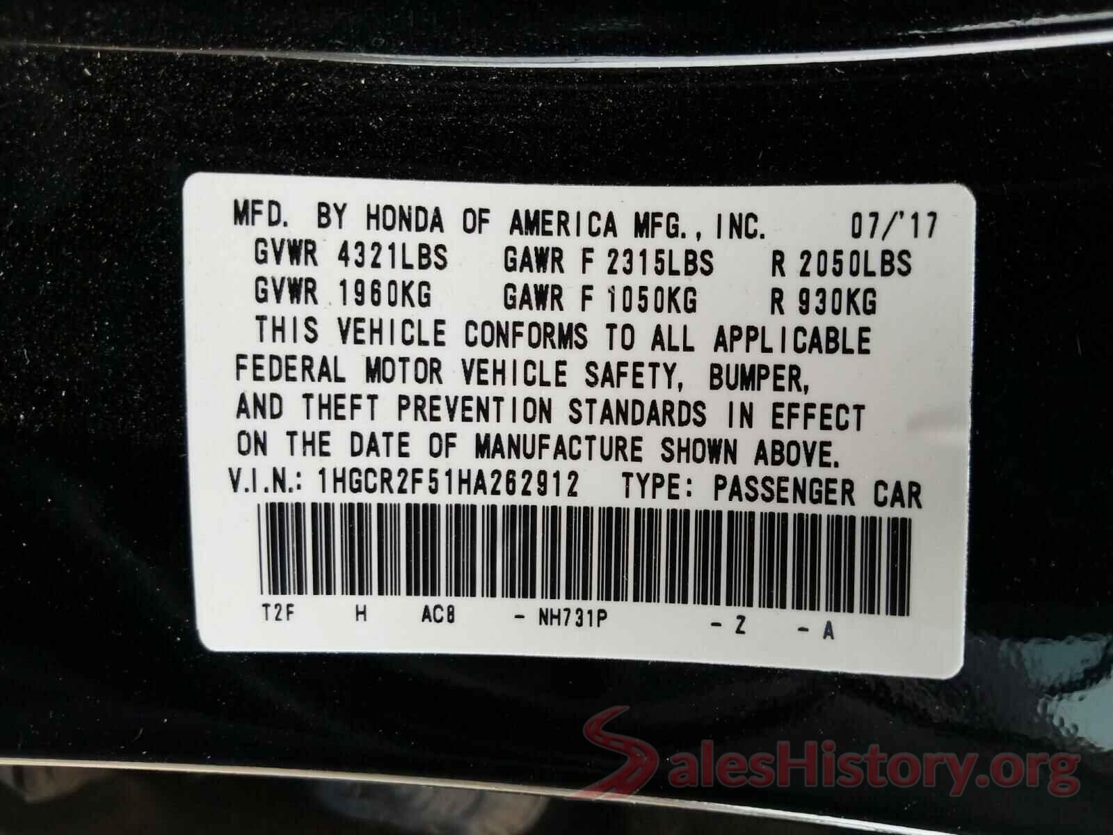 1HGCR2F51HA262912 2017 HONDA ACCORD