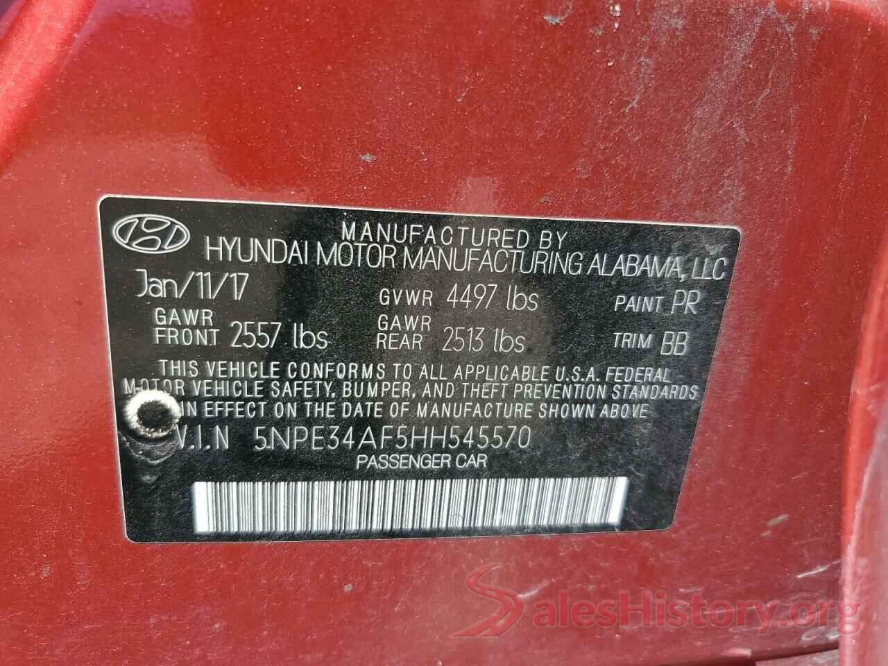 5NPE34AF5HH545570 2017 HYUNDAI SONATA