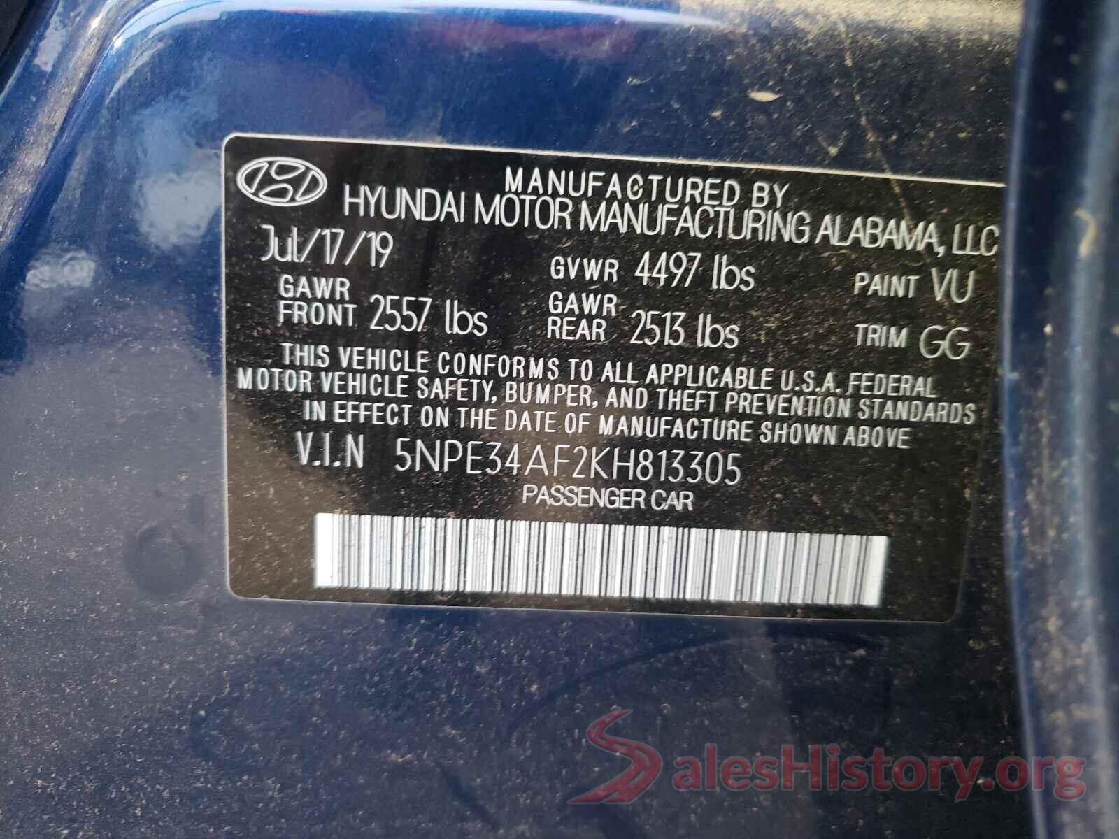 5NPE34AF2KH813305 2019 HYUNDAI SONATA