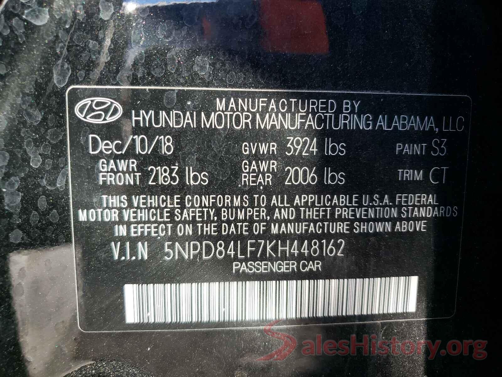 5NPD84LF7KH448162 2019 HYUNDAI ELANTRA